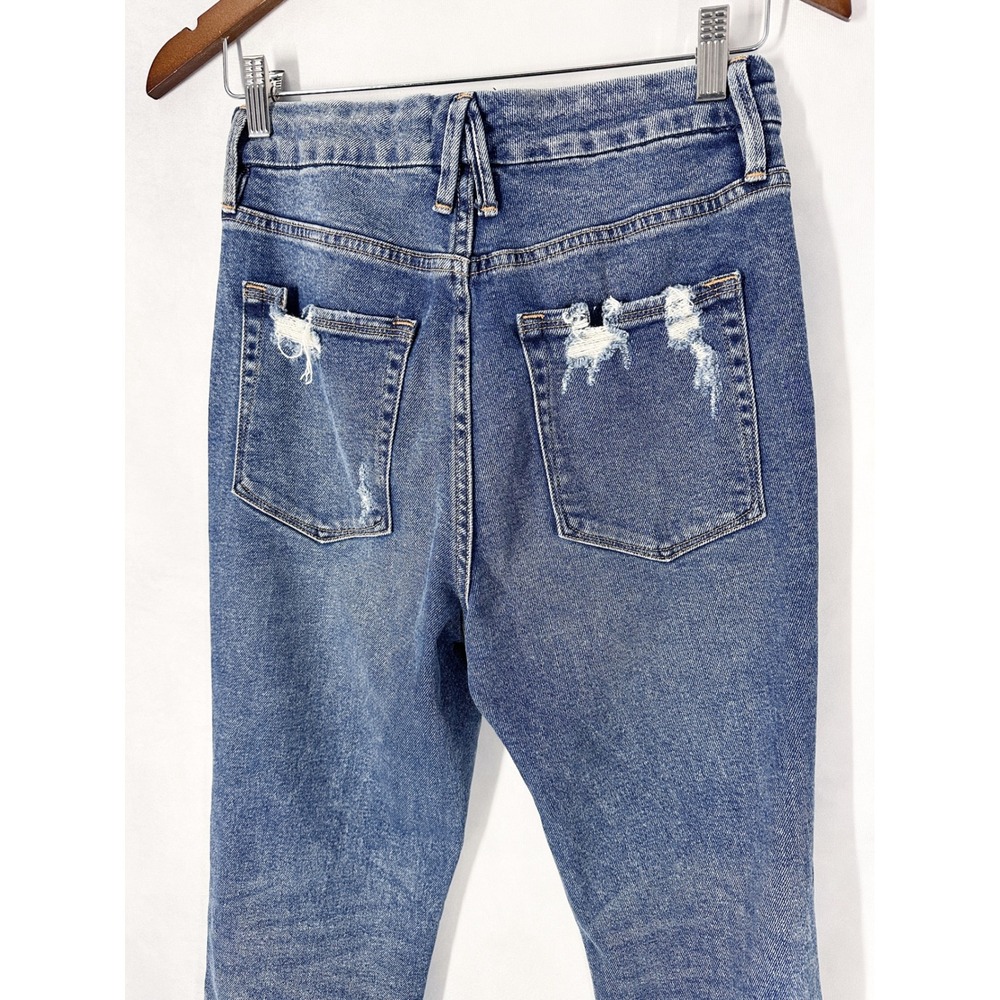 Good American Good Curve Straight Distressed Leg Jeans Women's Size 8/29 - Picture 8 of 15